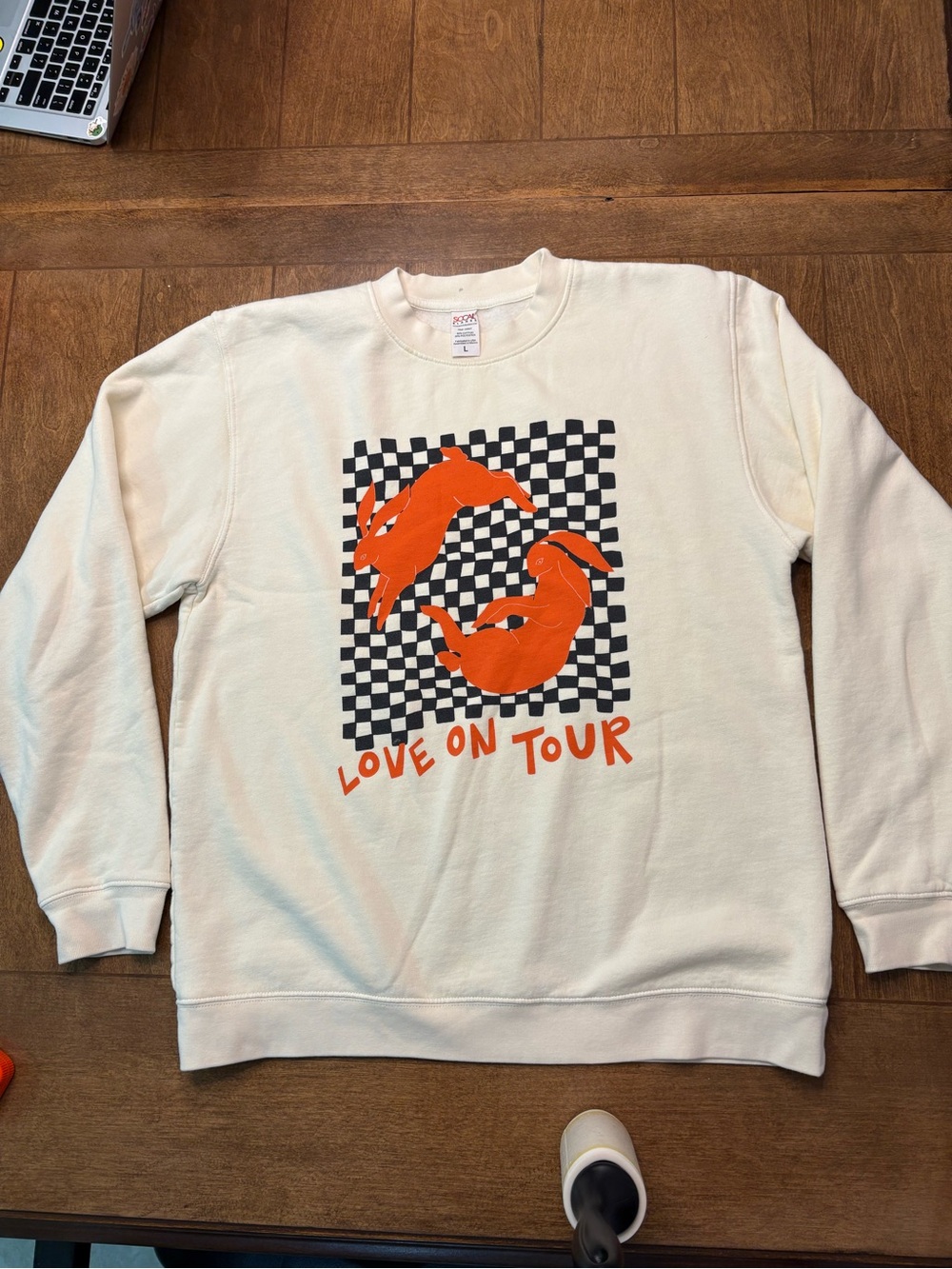 Official Harry Styles Love On Tour Rabbit Crewneck Sweatshirt - Cream [Size L]